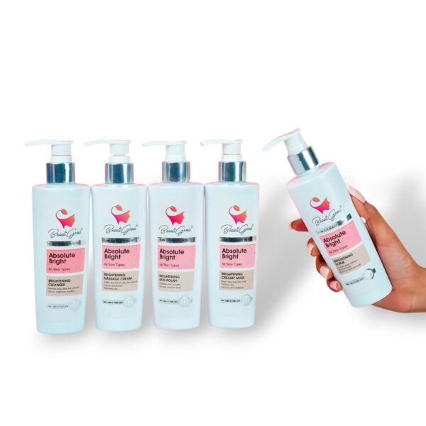 Beautigenic - Absolute Bright Facial Kiit (Pack of 5 Items, 1 x Cleanser, 1 x Scrub, 1 x Massage, 1 x Skin Polish, 1 x Creamy Mask) Every bottle contains 200ML of products (ALL SKIN TYPES - RECOMMENDED BY PROFESSIONALS)